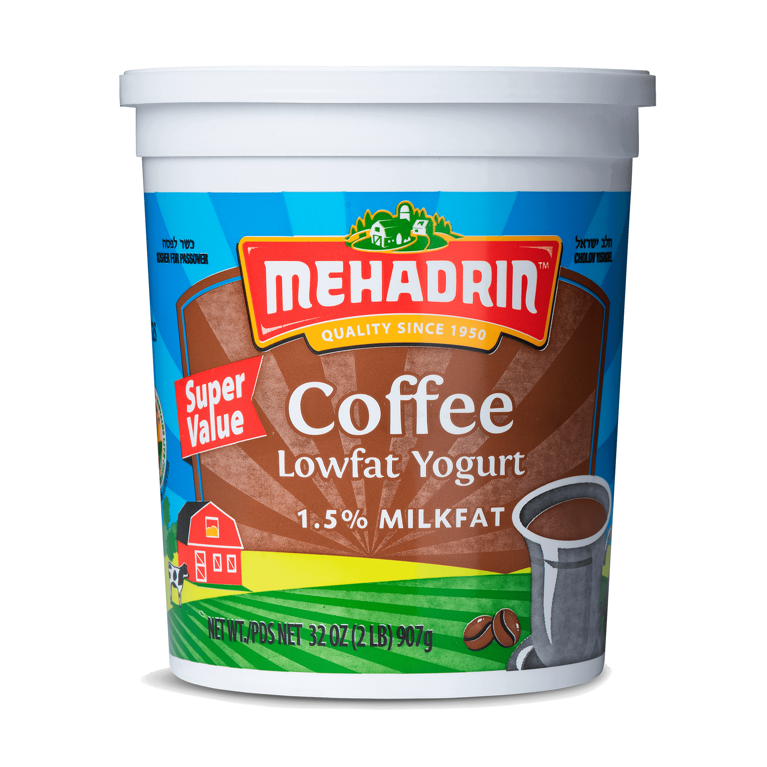 Coffee Natural Lowfat Yogurt 32 Oz Mehadrin Dairy 0495